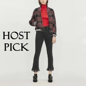 NWT Maje black high rise skinny crop frayed hem denim jeans, FR40 (L or 30)